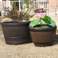 thumbnail image 1 of Flowerpot with Built-In Drainage System Rustic Style Garden Container Entryway Decorative Planter Barrel Flowers Herbs Vegetables Small Shrubs Balcony Flower Pot, 1 of 8