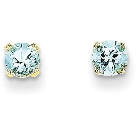 Primal Gold 14 Karat Yellow Gold 4mm Aquamarine March Post Earrings