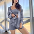 thumbnail image 2 of Bovxnpu Pajamas Womens Long Sleeve Sleepwear Soft Loungewear,Women's Summer Solid Three Piece Pajamas Sexy Casual Homewear Set, 2 of 5