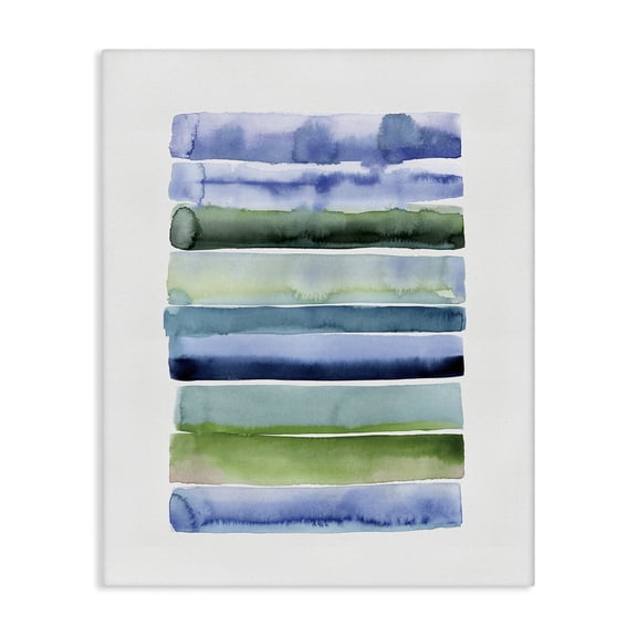 Stupell Industries Green & Blue Ombre Stripes Abstract Painting Gallery Wrapped Canvas Art Print Wall Art, 24 x 30