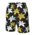 thumbnail image 6 of Uemuo Lilies Flowers Pattern Men's Swim Trunks Hawaiian Beach Bathing Suit Swimsuits Beach Quick-Dry Shorts with Pockets-, 6 of 9