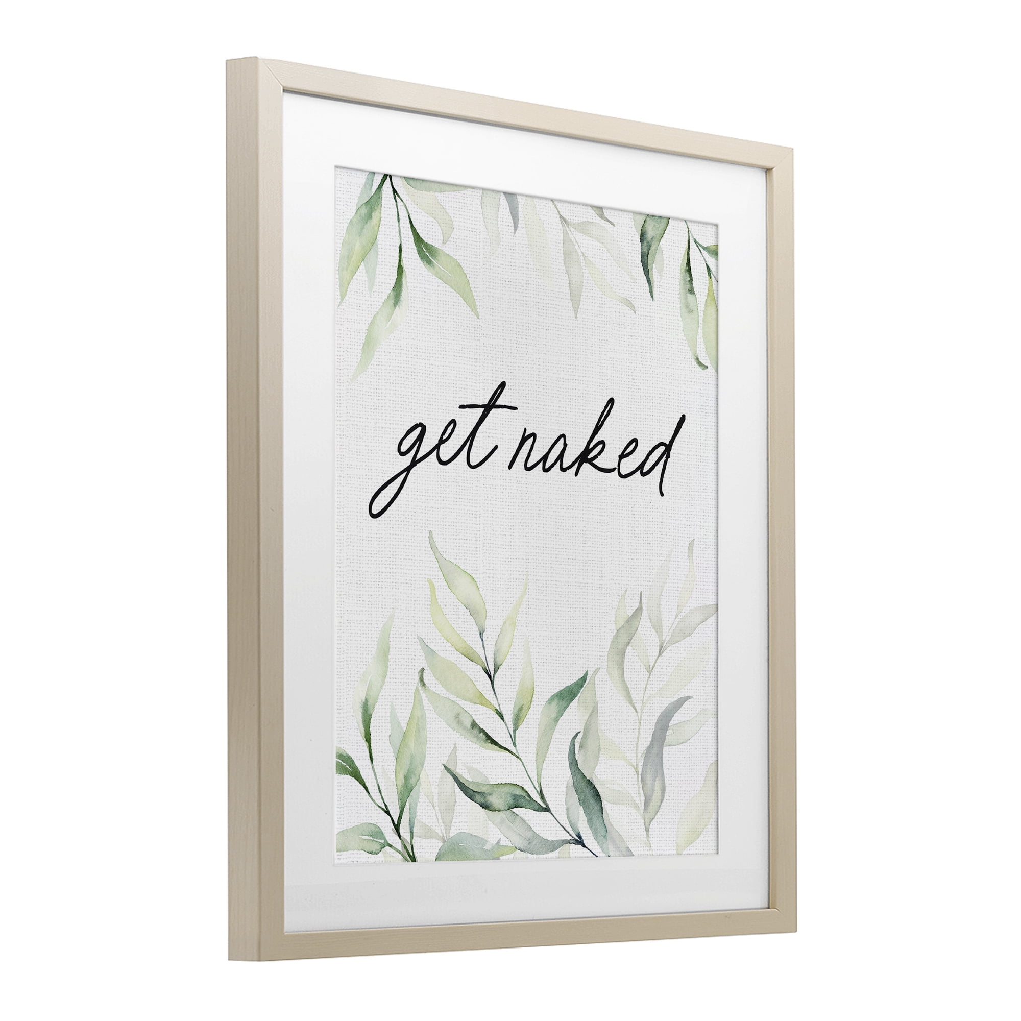 Get Naked Bathroom Herbs Birch Framed Print Under Glass, design by Lettered and Lined