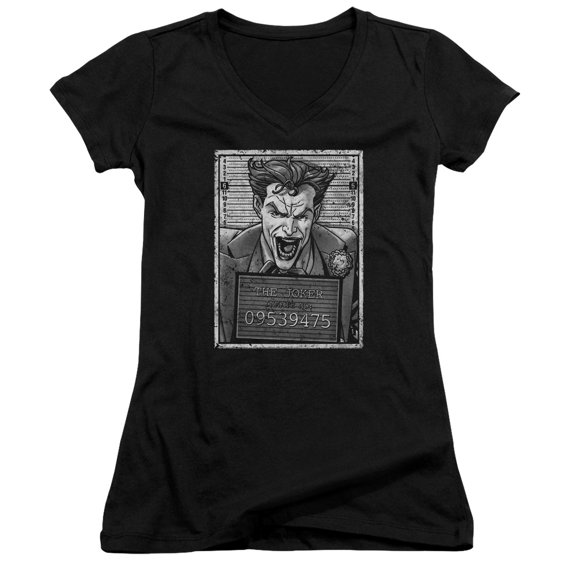 Batman Joker Inmate Junior Women's T-Shirt V-Neck Black