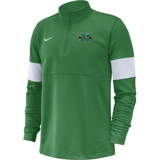 Nike - Nike Men's Marshall Thundering Herd Green Coaches Half-Zip Shirt ...