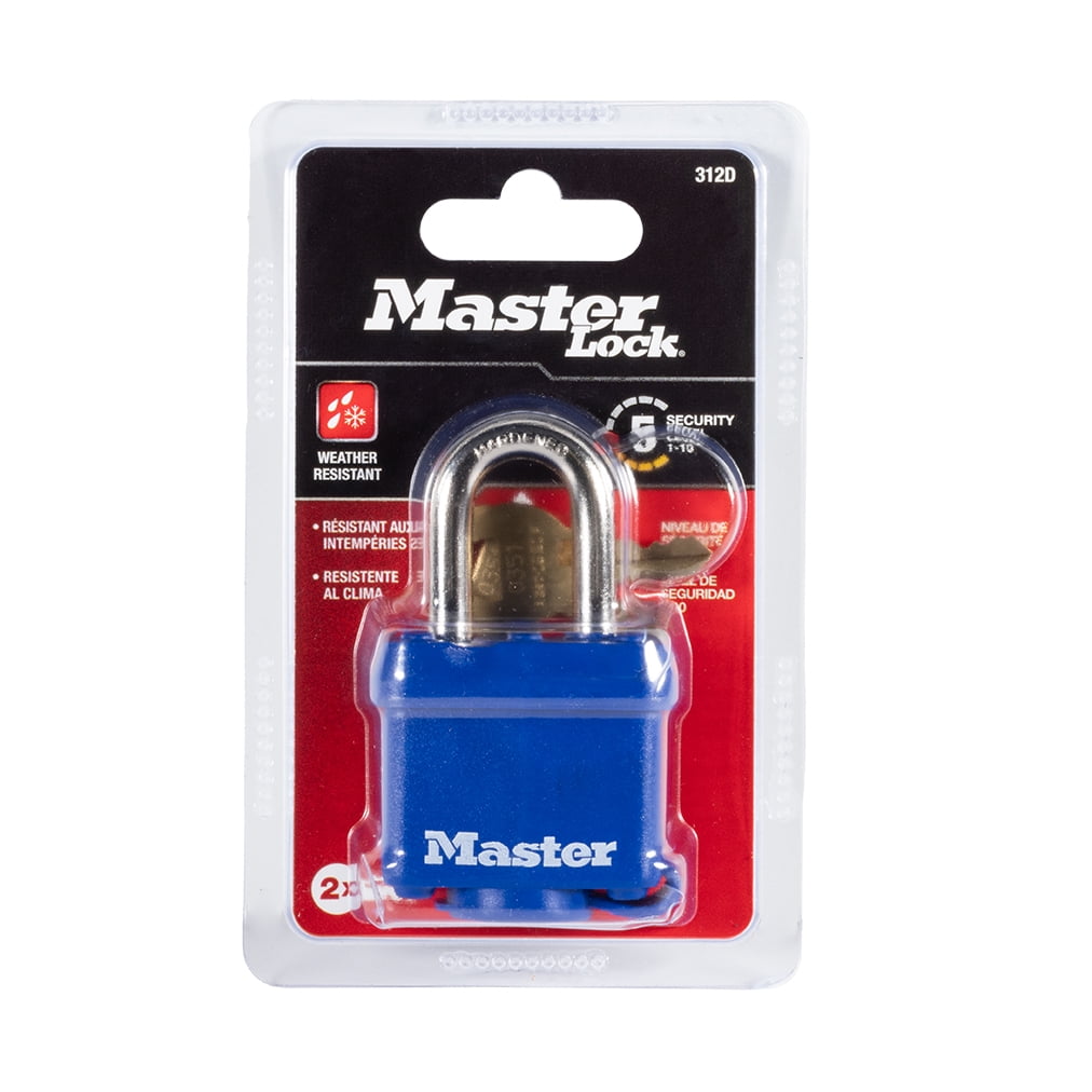 (6 pack) Master Lock 312D Laminated Steel Padlock with Blue Weather Resistant Shell