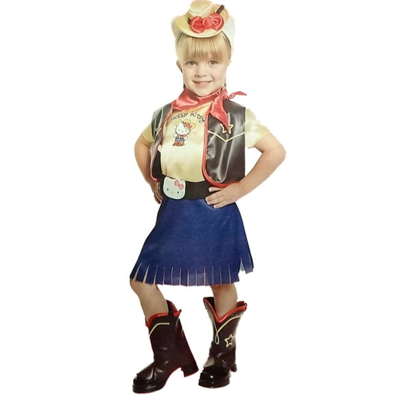 Toddler Girls Cowgirl Hello Kitty Dress Halloween Costume 1T/2T
