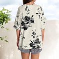 thumbnail image 4 of V-Neck Women's Short Sleeve T-shirt Summer Tops For Women Short Sleeve Crewneck Oversized T Shirts Trendy Solid/Flower Printed Beach Vacation Clothes,White Women's Short sleeve T-shirt XXXL, 4 of 6