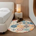 thumbnail image 3 of Boho Morocco Large Area Rugs for Bedroom Living Room, Soft Non Slip Carpet Bedside Rug, Retro Farmhouse Ethnic Neutral Aesthetic Round Floor Cover Kitchen Accent Rug 3' for Dining Room/Office, 3 of 9