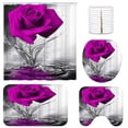 thumbnail image 2 of 4-piece Valentine\'s Day Waterproof Bathroom Shower Curtain, Rose Print 3D Shower Curtain Sets Toilet Cover Non-Slip Mat Rug Carpet Set Home Decor, 2 of 6