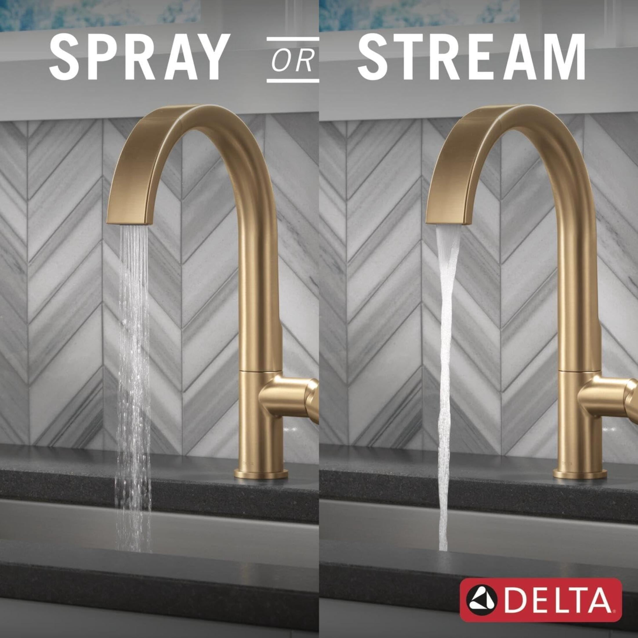 Delta Keele Brushed Gold Kitchen Faucet with Pull Down Sprayer, Modern Brushed Gold Single Hole Kitchen Sink Faucet, Single Handle, Champagne Bronze