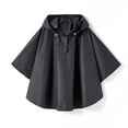thumbnail image 5 of Cnbwig Toddler Rain Jacket Girls Raincoat Solid Color Cape Raincoat Hooded Rain Wear Lightweight Pullover Outdoor Play School Daily Use Loose Waterproof Outdoor Rainwear A Black 9-11 T, 5 of 8