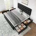 thumbnail image 6 of Bed Frame with Headboard,Linen Upholstered Platform Bed Frame with 4 Storage Drawers,Button Tufted Style,No Box Spring Needed, 6 of 7