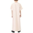 thumbnail image 3 of KAUOD Teen Kids Half Zipper Muslim Thobe Plain Short Sleeve Pullover Abaya Robe Long Thobe Clothes for Boys Girls, 3 of 8
