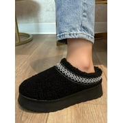 WILD DIVA Embroidered Trim Platform Sherpa Boots
