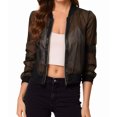 thumbnail image 3 of Women's Crop Mesh Sheer Bomber Jackets Lightweight Long Sleeve Zip Up Jacket Outwear, 3 of 5