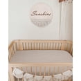 thumbnail image 2 of GHSDFBB Mini Crib Sheets for Baby, Fitted Pack N Play Mattress and Mini Cribs 24"x38", Neutral Muslin Cotton Mini Crib Mattress Sheet with Boho Style, Soft and Breathable Comfort (Beige, Mini Cr, 2 of 6