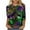 B01-Multicolor, variant on 3/4 Length Sleeve Womens Mardi Gras Tops Sequin Print New Orleans Carnival Themed Tee Shirt Fat Tuesday Parade Blouse Multicolor L