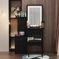 thumbnail image 1 of MONSLIPA Vanity Set with Light Mirror, Makeup Dressing Table with 4 Drawers for Bedroom, Black, 1 of 6