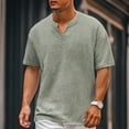 thumbnail image 2 of Tisuna Men'S Loose Fit Summer T-Shirt Solid Color Short Sleeve V Neck Tops Comfortable Breathable Male School Work Casual Dailywear Grey Size Xxxxxl, 2 of 4