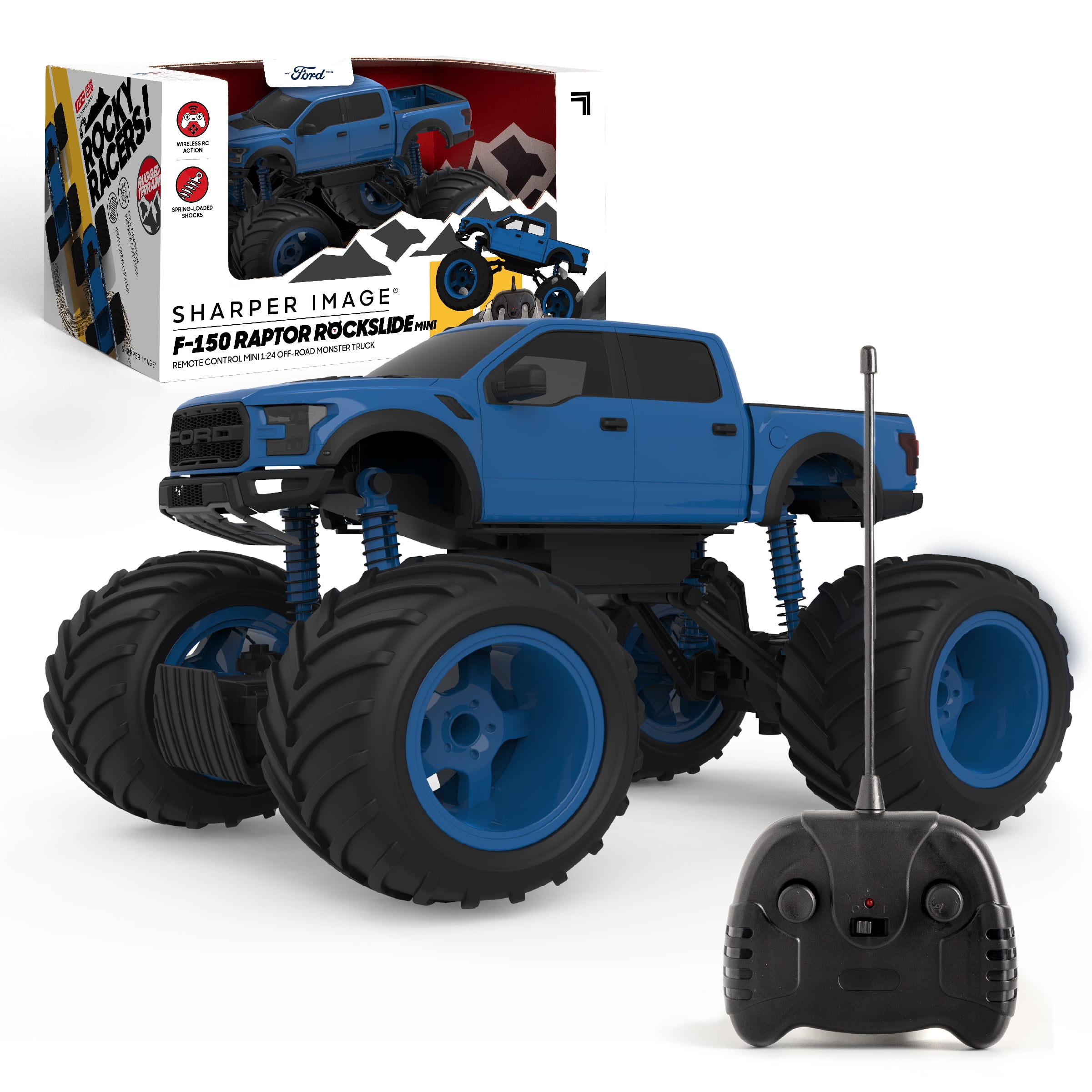 SHARPER IMAGE RC Mini Ford F150 Raptor Rockslide Monster Truck, Off-Road High-Speed Racing Car