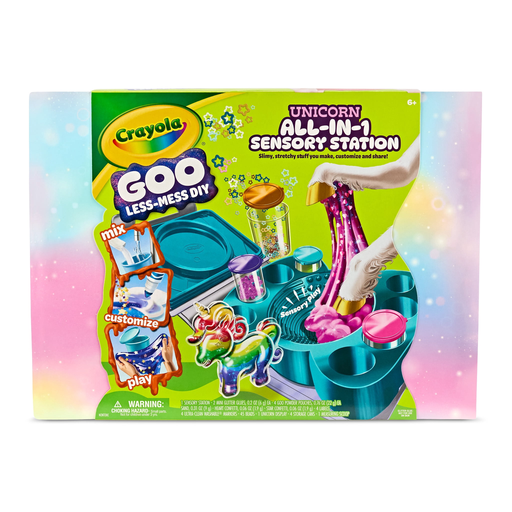 Crayola Goo All-In-1 Sensory Art Station, Unicorn Slime Making Kit for Kids, Less Mess DIY Arts & Crafts Set, Sensory Toys and Gifts for Kids, Ages 6+