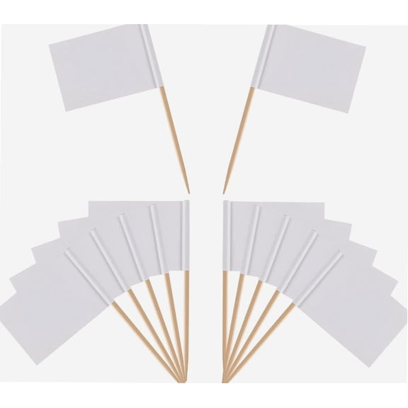 100Pcs Blank Toothpick Flags, Cocktail Sticks Food Labels Fruit Picks White Food Flags for Party Food,Cake,Cheese Plate Cupcake Toppers,Baby Shower Names,Fruit Salad Buffet Food Supplies 3.5 * 2.5cm
