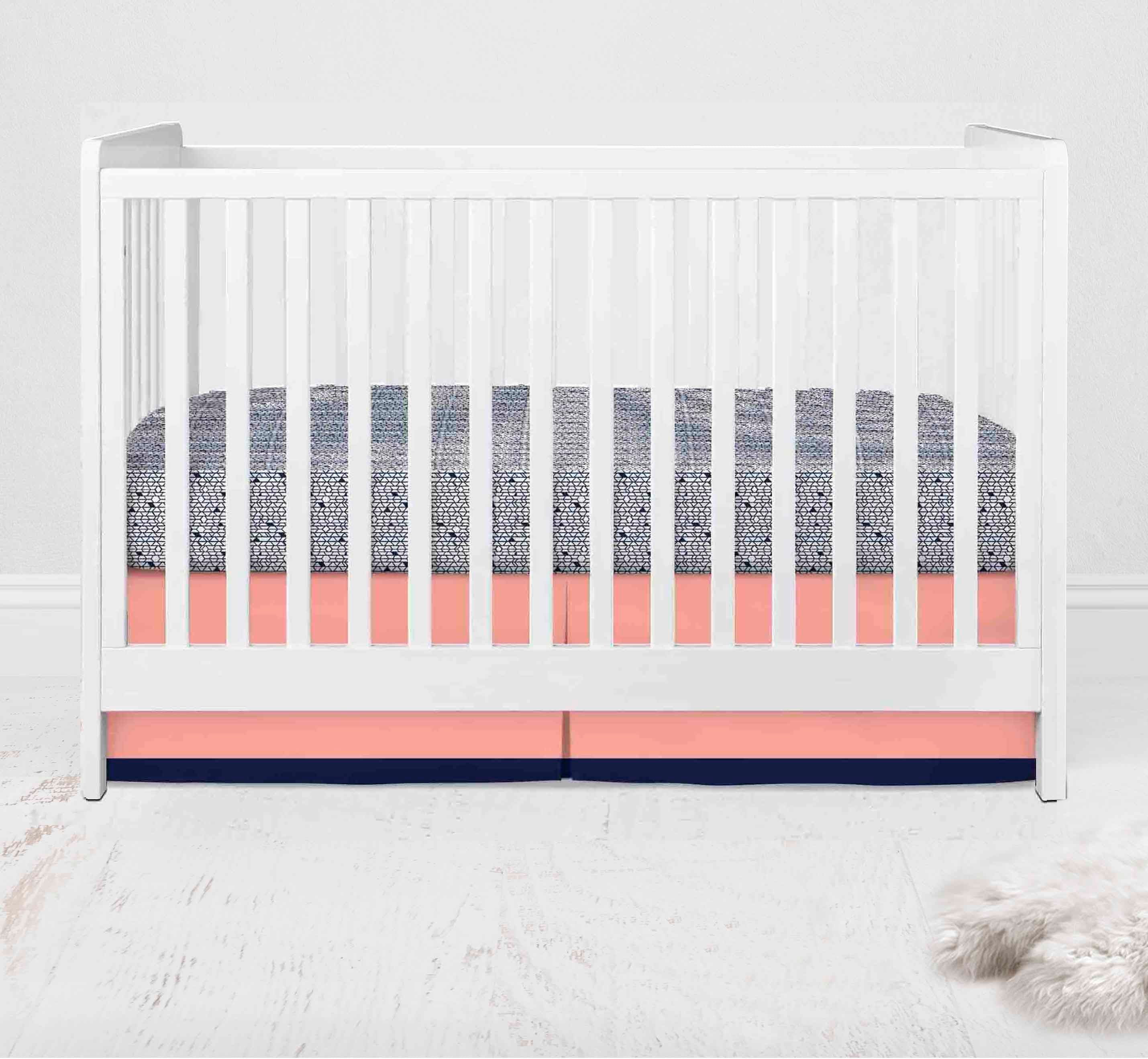 Bacati - Tribal Olivia 4-Piece Crib Bedding Set with Diaper Stacker - Coral/Navy Girls