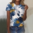 thumbnail image 2 of Raeneomay Casual Tops Oversized T Shirts Women's Casual Retro Style Casual Printed Short Sleeve Blouse V-Sleeve Blouse/Shirt, 2 of 4