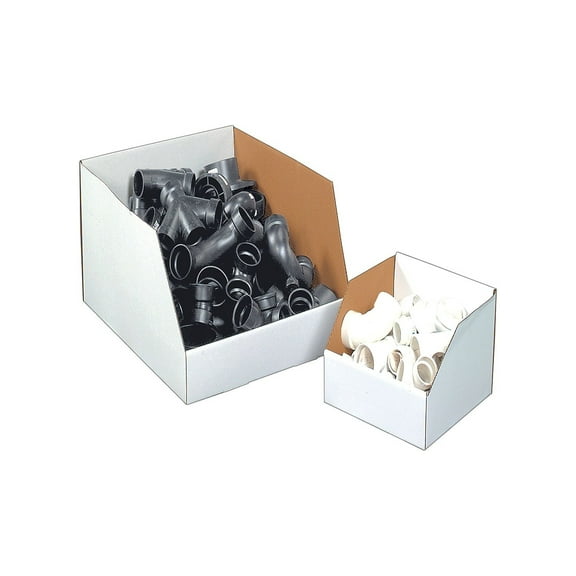Box Partners Jumbo Open Top Bin Boxes 10" x 12" x 8" White 25/Bundle BINJ10128