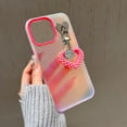 thumbnail image 3 of Pour iPhone 14 Pro Max Étui Effet Laser Mat PC+TPU avec Pendentif Cœur Perles - Rose, 3 of 5