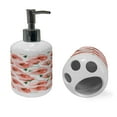 thumbnail image 2 of Ambesonne Poppy Flower Soap Dispenser & Toothbrush Holder Set, Soft Color Garden Twig, 2 Pcs, Scarlet and Green, 2 of 5