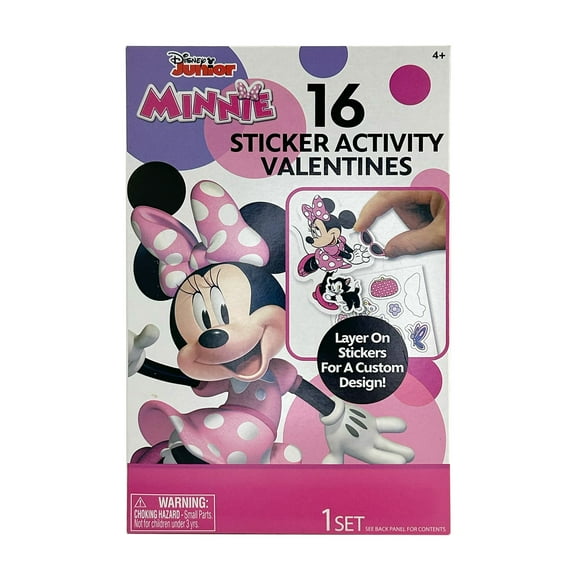 Disney Jr. Minnie Valentine's Day Exchange Cards with Sticker Activity Set, 16 Count