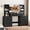 Black, variant on FANRAL Curved Wood Vanity with LED Frame Mirror,Built-in Power Outlet & 8 Drawers,Open Shelves Dressing Table with Large Storage for Bedroom,Natural Oak Vanity
