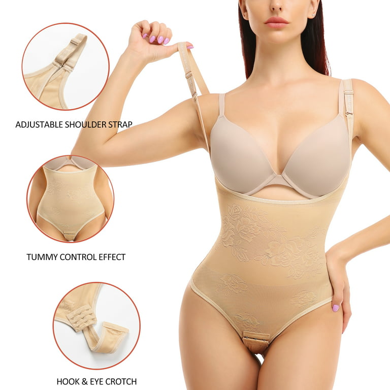 Thong Shapewear Bodysuit for Women Tummy Control Open Bust Body
