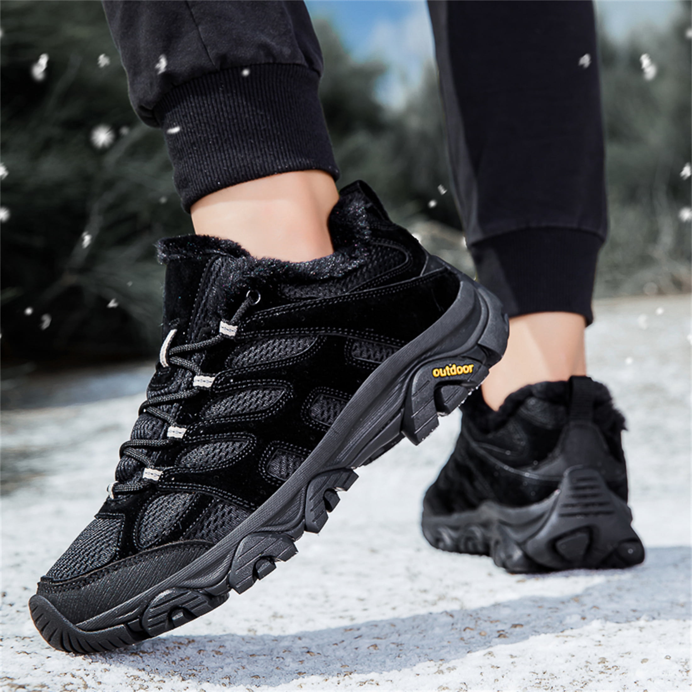 YOURDIARY Womens Mens Winter Hiking Shoes Comfortable Warm Walking Shoes