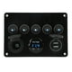 thumbnail image 3 of Panel de interruptores de 5 bandas Panel de interruptores LED impermeable de 12 a 24 V con voltímetro digital retroiluminado para barco marino RV remolque camión azul, 3 of 12