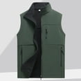 thumbnail image 2 of BiZtdJrK Mens Fleece Lined Outdoor Vest Big and Tall Zip Up Sleeveless Fall Winter Jackets Stand Collar Photograph Travel Vests with Zipper Pockets Army Green XXL, 2 of 5