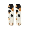 thumbnail image 2 of EQWLJWE Woman's Girls Cute Coloer Cat Paw Print Breathable Thicken Coral Fleece Keep Warm Socks Sox Women's Socks Holiday Clearance, 2 of 4