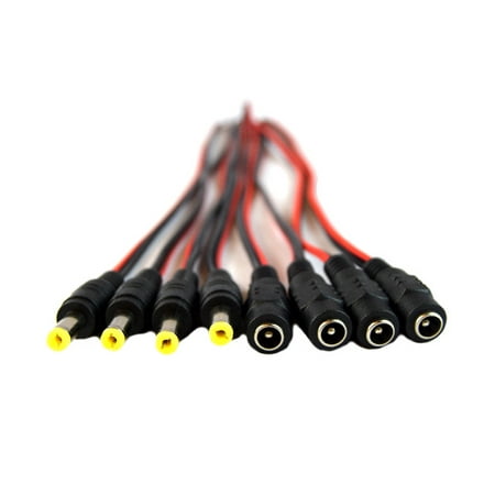 4 Male 4 Female Red Black DC Power Pigtails Adapter CCTV DVR Camera Lead
