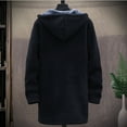 thumbnail image 4 of Brnmxoke Mens Long Cardigan Hoodies Full Zip Fleece Lined Sweaters Open Front Hooded Knitted Cardigans Sweater Winter Warm Coats with Pockets Black,L, 4 of 5