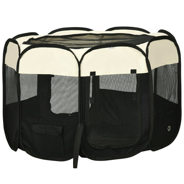 PawHut Fabric Pet Dog Cat Puppy Playpen, Rabbit Guinea Pig Play Pen Portable Foldable, Octagon, L