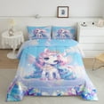 thumbnail image 2 of jejeloiu Cute Unicorn Full Size Comforter Sets,Cartoon Animal Bedding Comforter Set,Dreamy Fairy Tale Bedding Sets For Girls Kids,Ultra Soft Home Decor Reversible,3 Pieces, 2 of 8