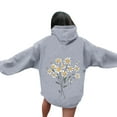 thumbnail image 2 of YUGYXL Cute Graphic Hoodies for Teen Girls Oversized Women's Hoodie Fleece Lined Hooded Sweatshirts with Hood Fall Gray S, 2 of 5