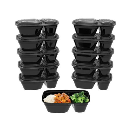 2-Compartment Meal Prep Container by Classic Cuisine - 10 Piece Set - BPA Free