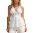 thumbnail image 2 of Lixiuxyad Womens Tank Tops Women’s Cool V Neck Sleeveless Solid Breathable Vest Hollow Open Back Tie Camisole,White, 2 of 5