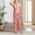 thumbnail image 5 of Uemuo Strawberries Pattern Men's Wide Leg Palazzo Lounge Pants with Pockets Light Weight Loose Comfy Casual Pajama Pants-Medium, 5 of 9