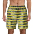 thumbnail image 3 of Uemuo Mardi Gras Purple Yellow Plaid Pattern Mens Swim Trunks Quick Dry Board Shorts with Mesh Lining, Stretch Beach Shorts Quick Dry No-Chafing Board Shorts-Medium, 3 of 9