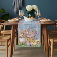 thumbnail image 2 of Happy Easter Table Runner - 120 Inch Long, Kitchen Dining Table Runner Dresser Scarves, Spring Easter Eggs Bunny Floral Blue Wood Farmhouse Decor for Coffee Tables Wedding Party Banquet, 2 of 8