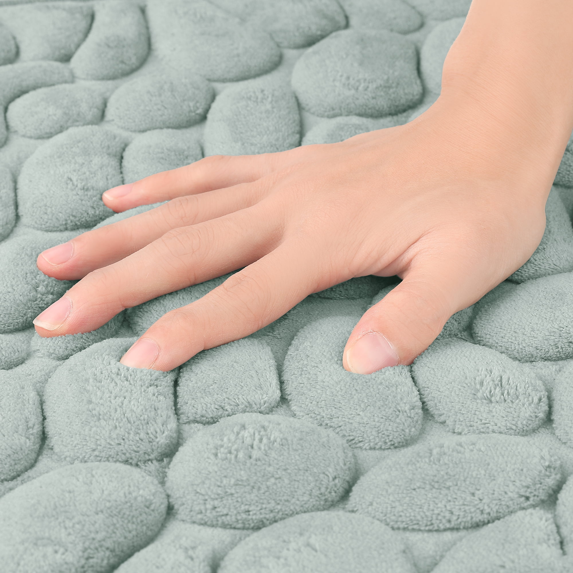 Unique Bargains 2 Pcs Non-Slip Memory Foam Bath Mat Soft Bathroom Rugs for Bathroom, Sink Grey 20" x 32"