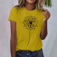 thumbnail image 2 of Delayuji Short Sleeve Round Neck T Shirt Fashion Top Lightweight Soft Casual Summer Outfit Clothes Yellow S Polyester,Spandex Short Sleeve Shirts for Women, 2 of 4